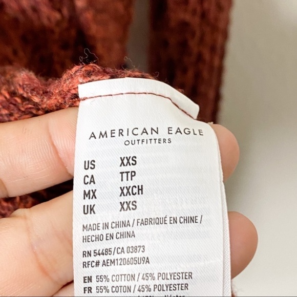 American Eagle Outfitters Chunky Knit Burgundy Sweater cardigan pullover - Picture 5 of 7